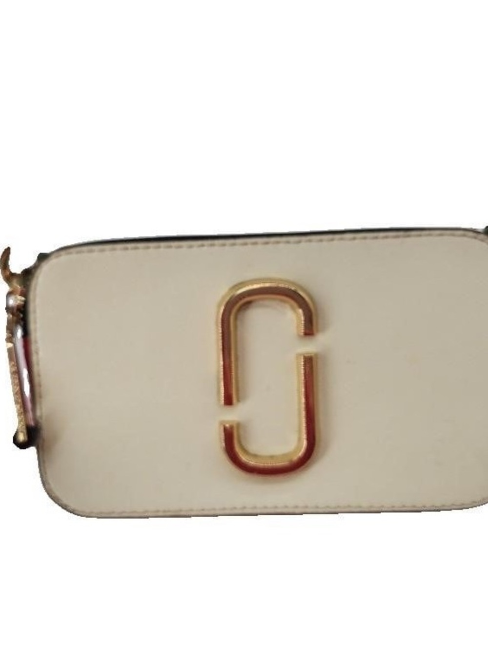 Marc Jacobs Cream Crossbody Camera Bag with Gold Double-J
